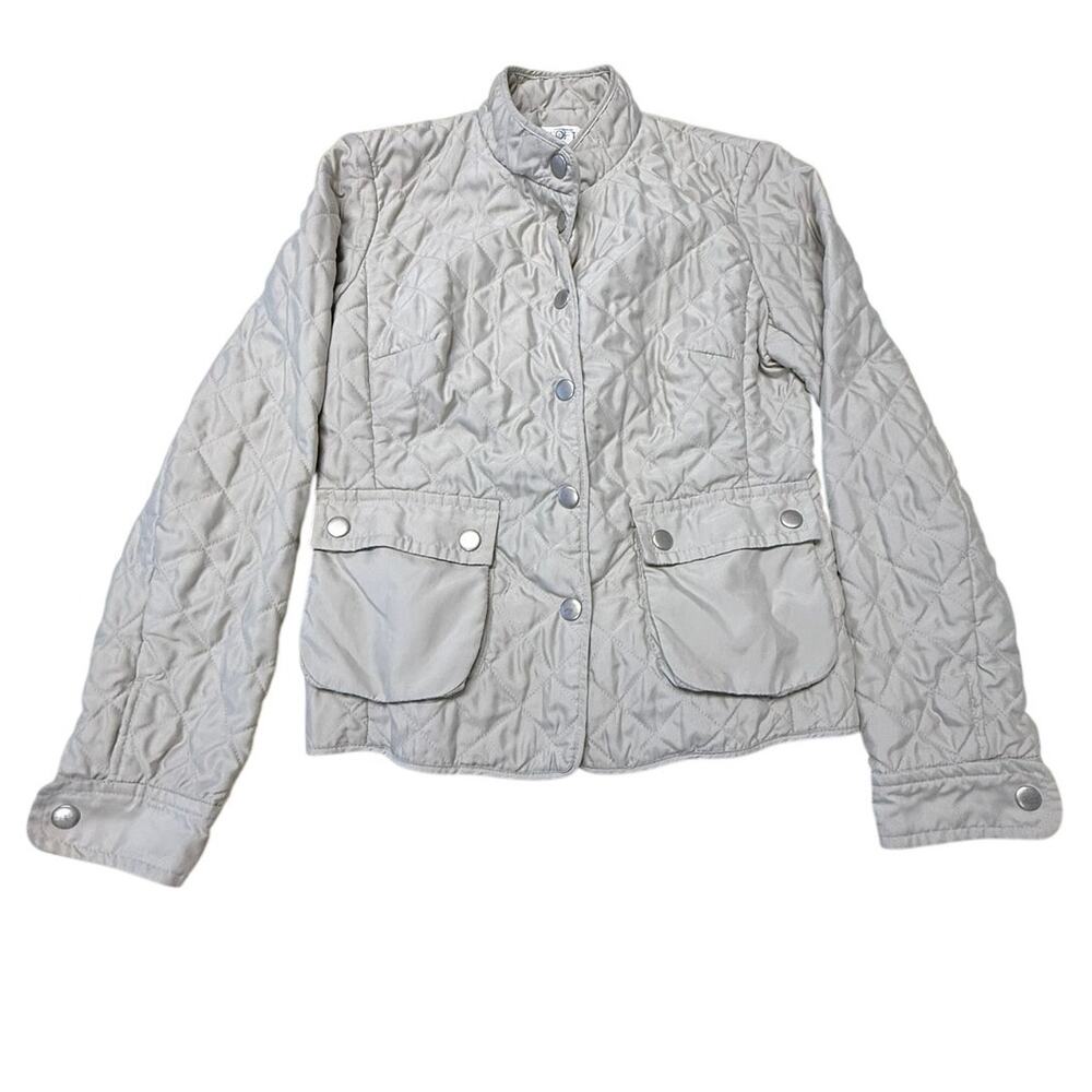 Ann Taylor LOFT Women's Gray Quilted Lightweight Snap Button Jacket Size 4